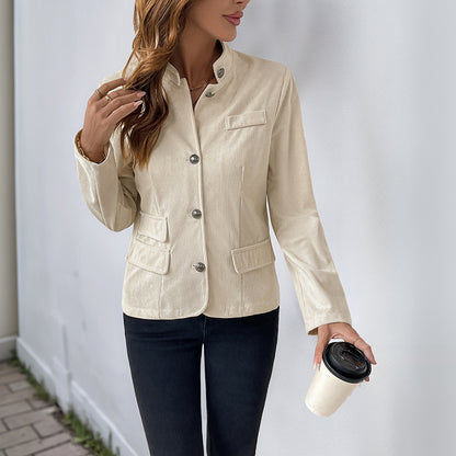 Women's Corduroy Cardigan Jacket – European & American Style Short Coat