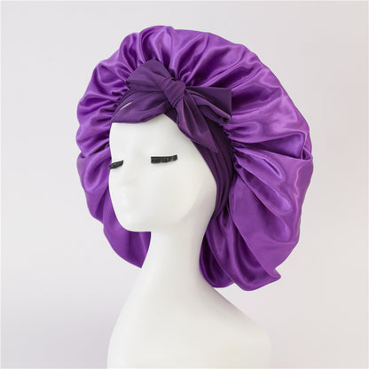 Adjustable Satin Hair Bonnet for Sleeping – Silk Night Cap Scarf Wrap for Curly Hair Protection