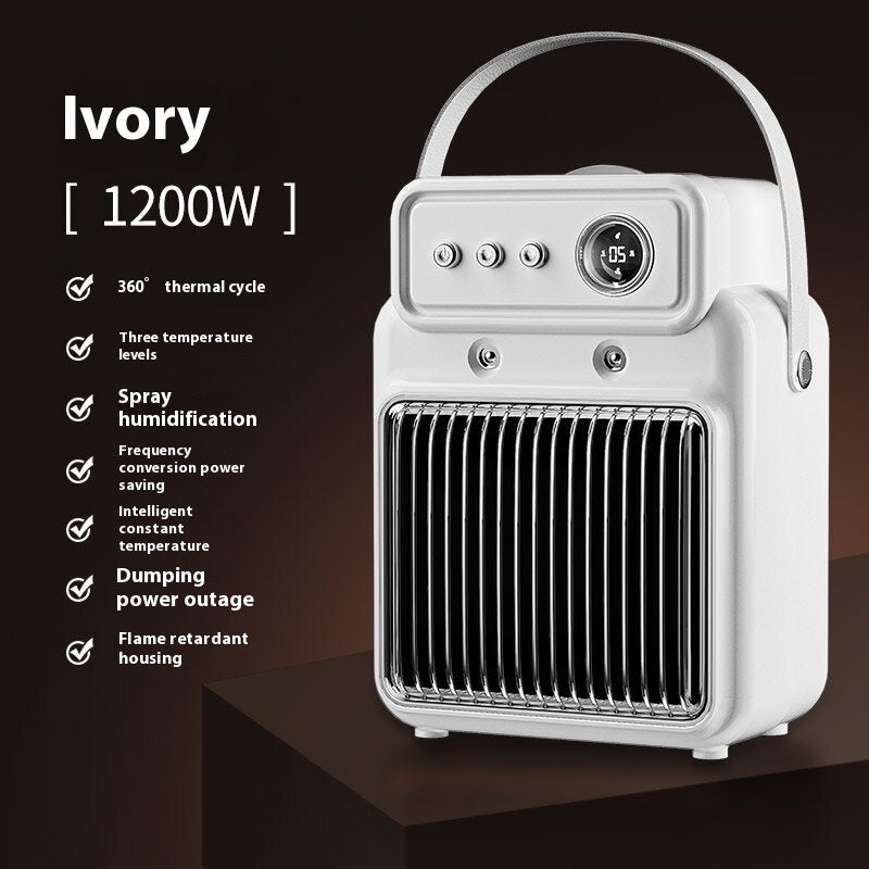 2-in-1 Efficient Room Heater & Humidifier – 1200W Indoor Table Heater with Safety Features