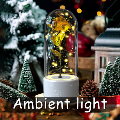 2-in-1 Rose LED Light & Bluetooth Speaker – Romantic Gift in Glass Dome
