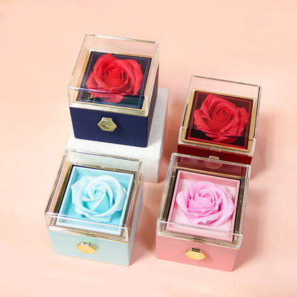 Rotating Soap Flower Rose Gift Box – A Timeless Romantic Surprise with Hidden Jewelry Drawer