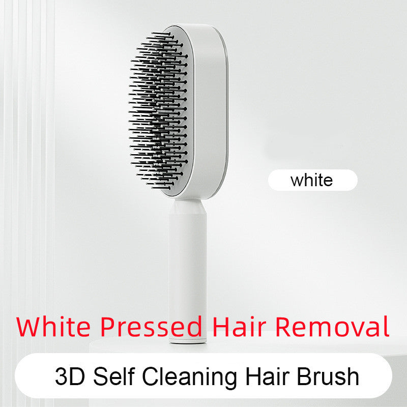 Self-Cleaning Hair Brush for Women – Anti-Static Scalp Massage Comb with One-Key Hair Removal