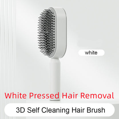Self-Cleaning Hair Brush for Women – Anti-Static Scalp Massage Comb with One-Key Hair Removal