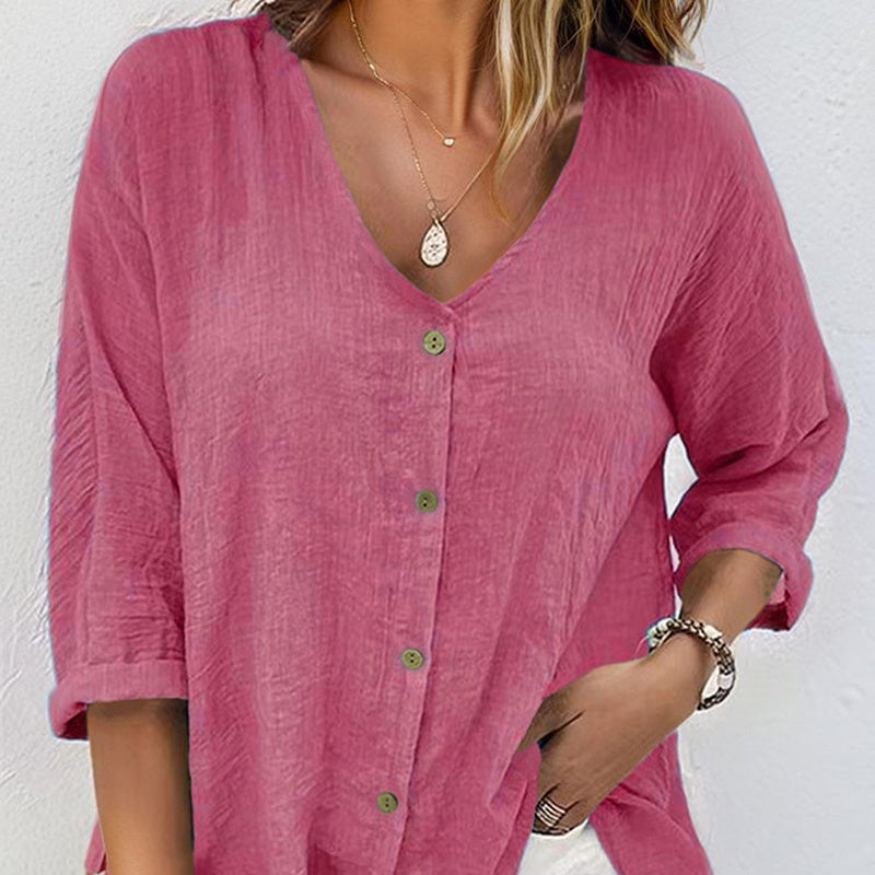 Women's Button Down T Shirts Short Sleeve V Neck Tops Casual Summer Ladies Tees