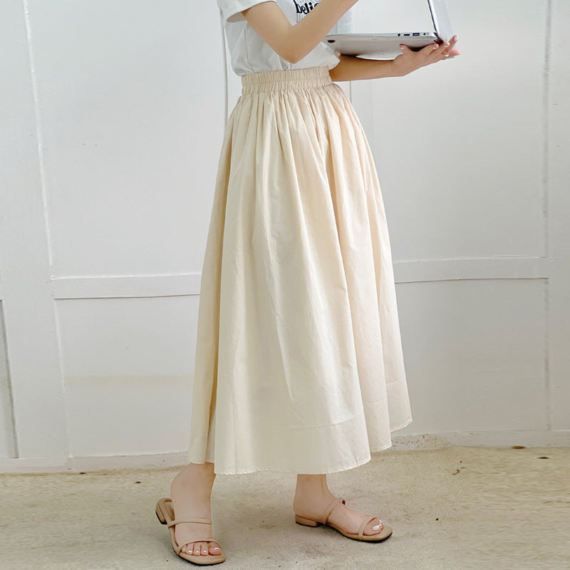 Skirt Pure Cotton Flared Pleated Swing