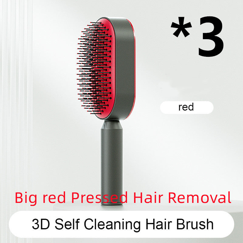 Self-Cleaning Hair Brush for Women – Anti-Static Scalp Massage Comb with One-Key Hair Removal