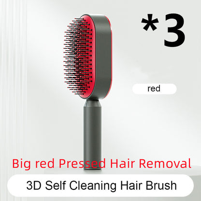 Self-Cleaning Hair Brush for Women – Anti-Static Scalp Massage Comb with One-Key Hair Removal