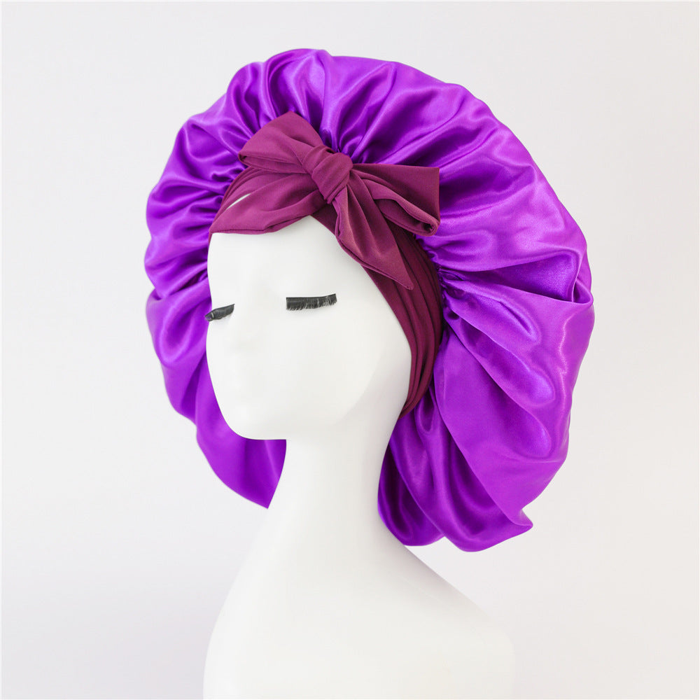Adjustable Satin Hair Bonnet for Sleeping – Silk Night Cap Scarf Wrap for Curly Hair Protection