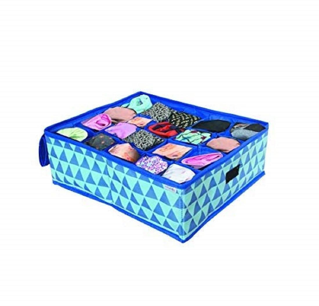 Non-Woven Foldable Storage Box Organizer with Lid – 20-Grid Compartment for Bra, Underwear, Scarves, and More