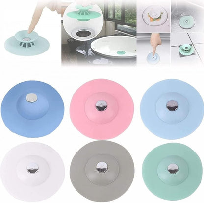 2‑in‑1 Silicone Drain Stopper &amp; Hair Catcher – Multipurpose Floor/ Sink Cover (Pack of 2)