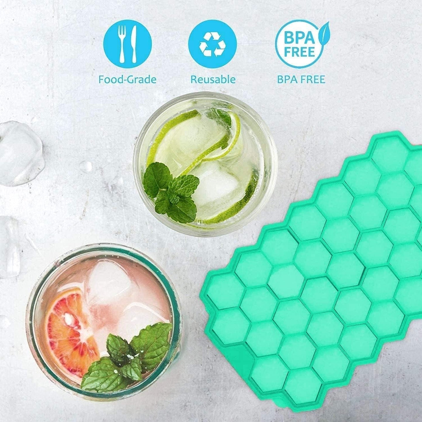 Ice Cube Maker Tray – BPA-Free Silicone Molds (Pack of 2) | Multi-Use for Drinks, Juices, Cocktails