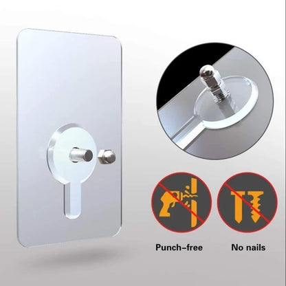 Self-Adhesive Heavy Duty Wall Hooks – Nail-Free Transparent Screw Hooks for Photo Frames, Bathroom, Kitchen &amp; Home (Pack of 10)