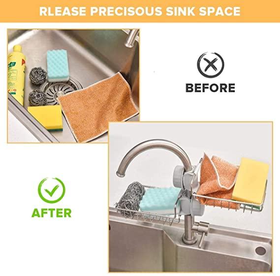 Adjustable Stainless Steel Sink Faucet Shelf – Multi-Function Kitchen Drain Rack