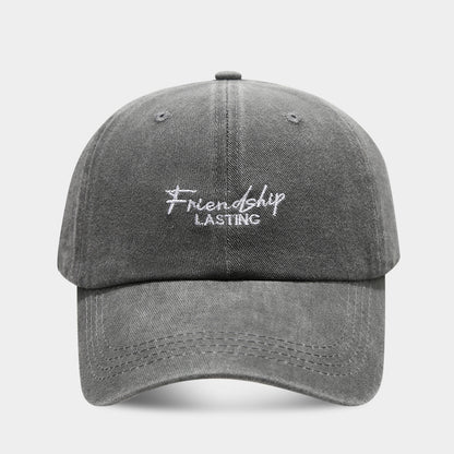 Unisex Vintage Distressed Peaked Cap – Soft Top Retro-Style Adjustable Hat for Couples