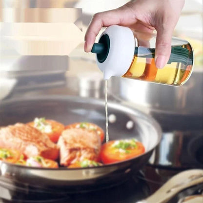Plastic 2-in-1 Oil Dispenser with Built-in Silicone Brush – 250ml Oil Bottle for Cooking, Frying, Baking (Multicolor)
