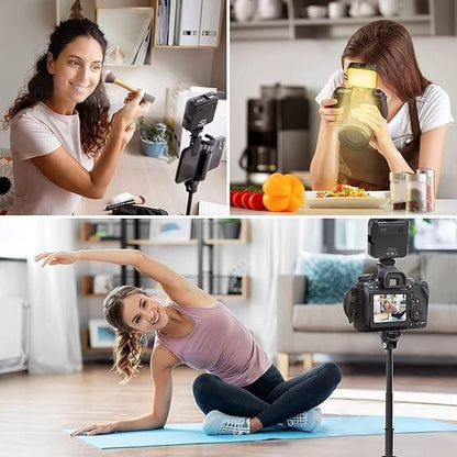 LED Video Light with Phone Holder Clip – Adjustable Brightness &amp; Color Temperature | Portable Lighting for Tripod, Selfie Stick, Live Streaming &amp; Video Recording