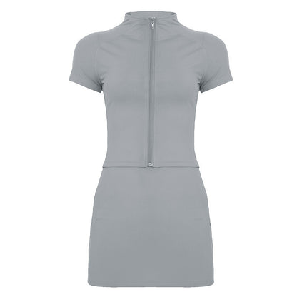 Women's Short Sleeve Yoga Outfit Set – European & American Style Sports Top and Skirt Suit for Fitness & Leisure
