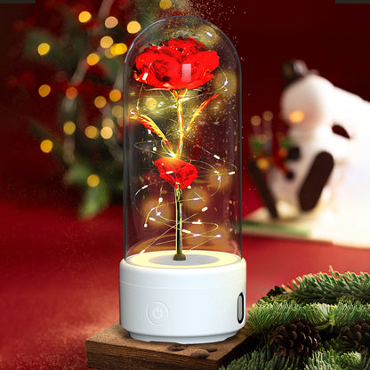 2-in-1 Rose LED Light & Bluetooth Speaker – Romantic Gift in Glass Dome