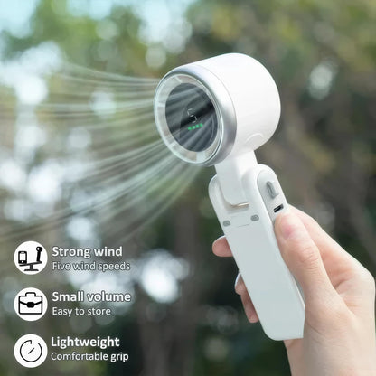 3-in-1 Turbo Folding Mini Fan – Neck Hanging | Desktop | Handheld