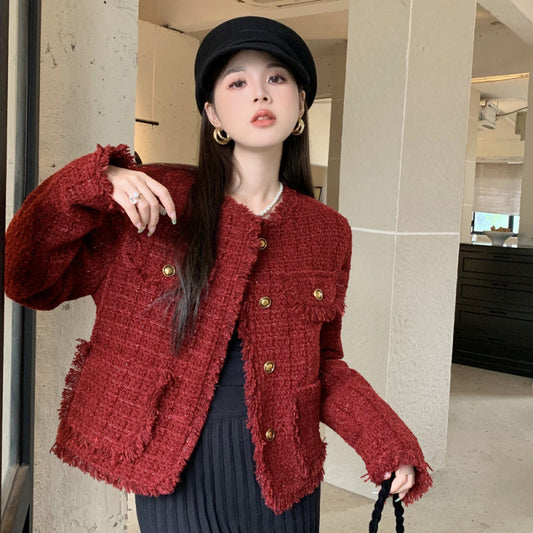 Plus Size Red Quilted Design Sense Padded Top Coat