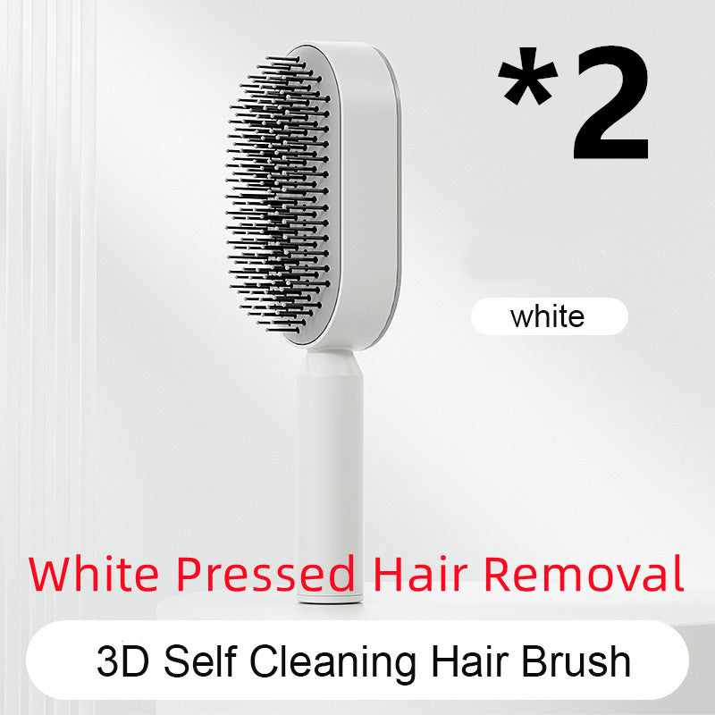Self-Cleaning Hair Brush for Women – Anti-Static Scalp Massage Comb with One-Key Hair Removal