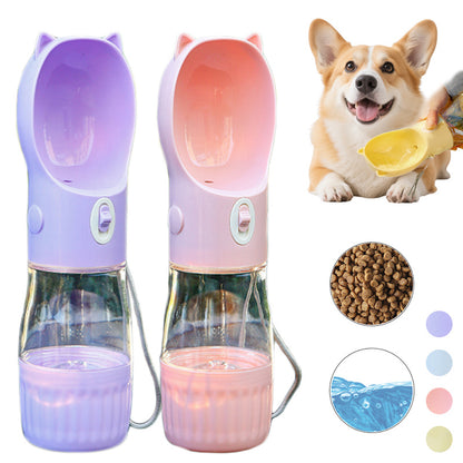 2-in-1 Portable Dog Water Bottle with Food Container – Leak-Proof Outdoor Pet Feeder for Dogs & Cats | 380ml/500ml Travel Cup