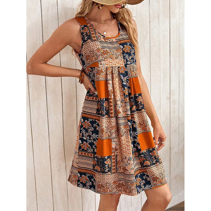 Women's Sleeveless Floral Boho Summer Dress – Casual Loose Beach Tank Sundress & Swimsuit Cover Up