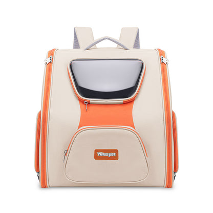 Panoramic Pet Trolley Backpack – Large Capacity Cat &amp; Dog Travel Carrier (Nylon, Khaki/Green)