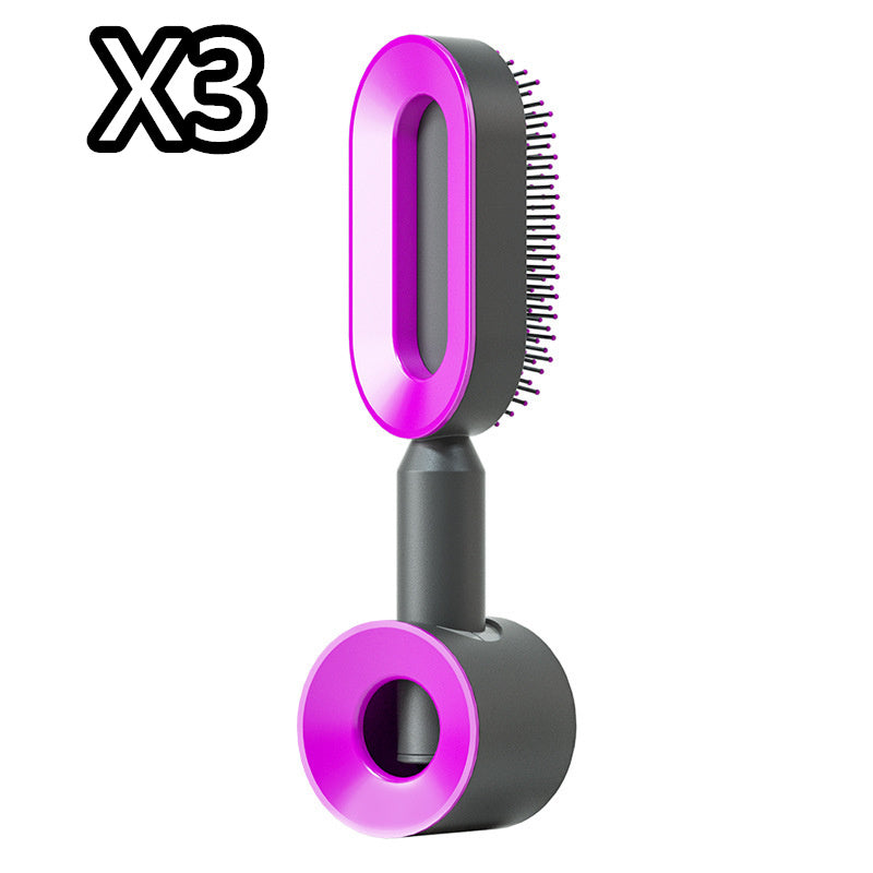 Self-Cleaning Hair Brush for Women – Anti-Static Scalp Massage Comb with One-Key Hair Removal