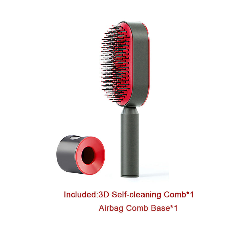Self-Cleaning Hair Brush for Women – Anti-Static Scalp Massage Comb with One-Key Hair Removal