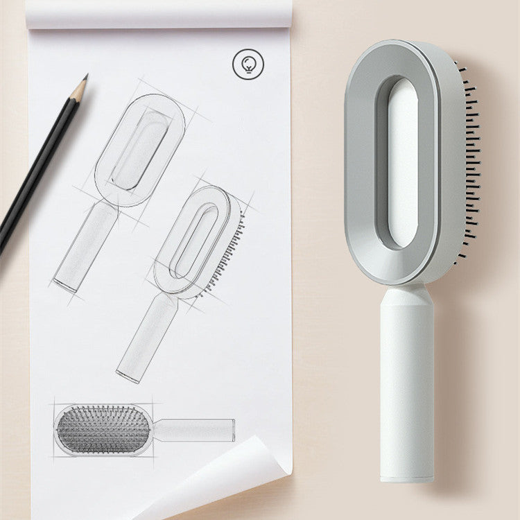 Self-Cleaning Hair Brush for Women – Anti-Static Scalp Massage Comb with One-Key Hair Removal