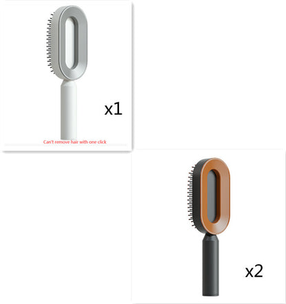Self-Cleaning Hair Brush for Women – Anti-Static Scalp Massage Comb with One-Key Hair Removal