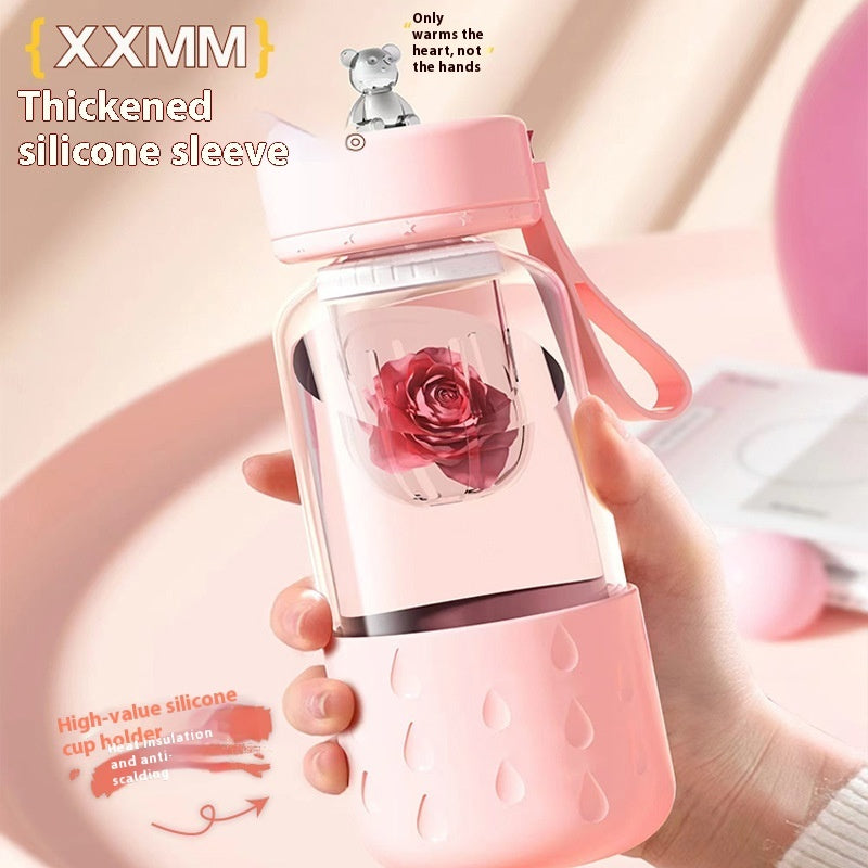 Portable Magnetic Tea Infuser Tumbler – Leakproof Glass Water Bottle with Tea Filter