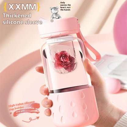 Portable Magnetic Tea Infuser Tumbler – Leakproof Glass Water Bottle with Tea Filter