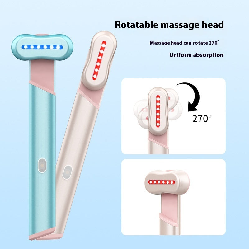 4-in-1 Electric Eye Massager – Red &amp; Blue Light Therapy with Vibration, Warmth &amp; Microcurrent (Rose Gold)