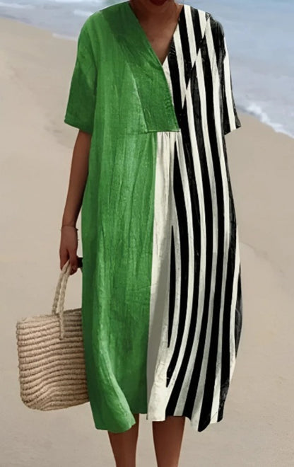 Plus Size Women's Short Sleeve Shirt Dress - Casual Loose Fit Tunic Style