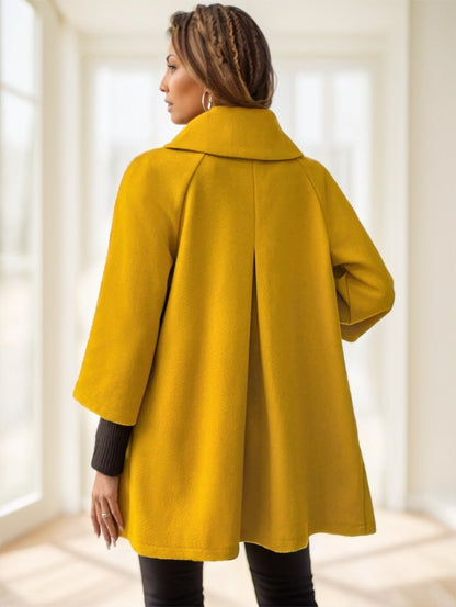 Women Plain Color Block Front Button Long Sleeve Casual Jacket