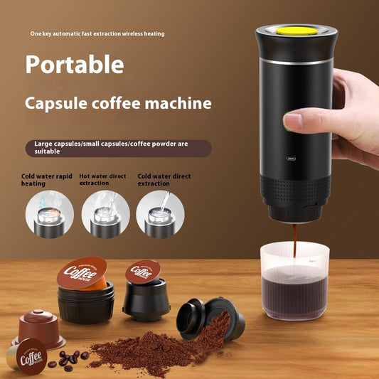 Electric Portable Coffee Maker – 3-in-1 Espresso Machine with Built-in Grinder for Travel & Kitchen Use