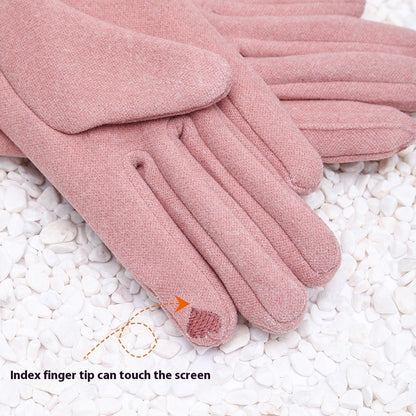 Women's Winter Touch Screen Gloves – Warm Velvet-Lined, Thickened & Windproof for Cycling and Riding