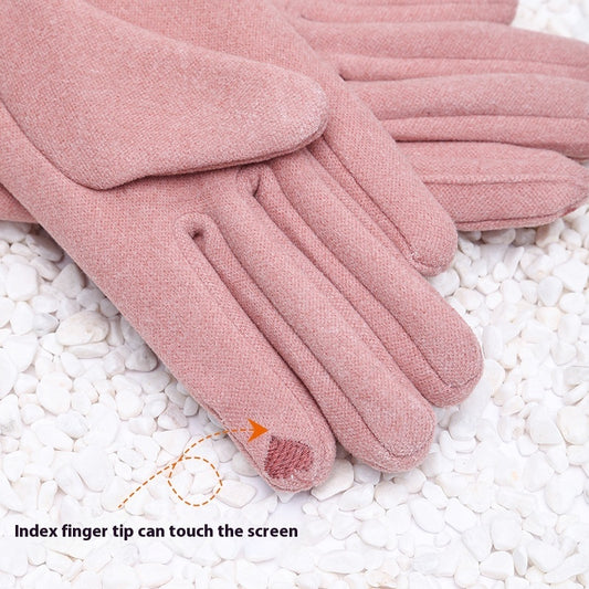 Women's Winter Touch Screen Gloves – Warm Velvet-Lined, Thickened & Windproof for Cycling and Riding
