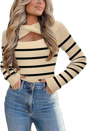 Women's Irregular Hollow Out Twisted Knit Pullover Sweater – Stylish Long Sleeve Fall/Winter Top