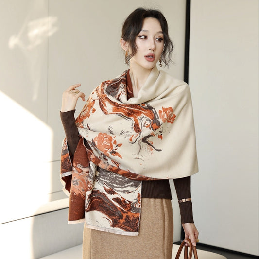 Women's Autumn Winter Office Shawl – Dual-Use Korean Style Warm Scarf Wrap for Formal & Casual Wear