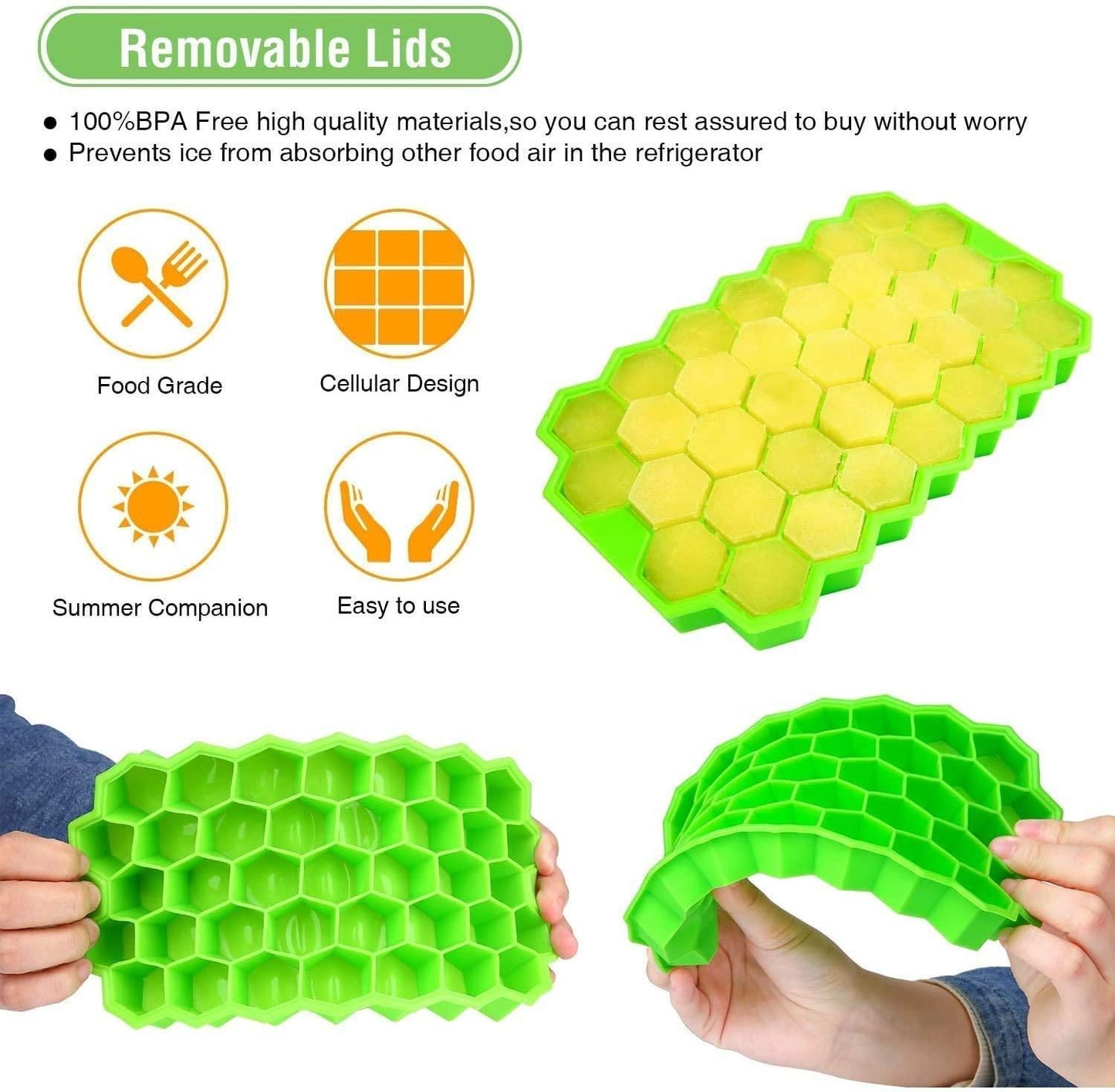 Ice Cube Maker Tray – BPA-Free Silicone Molds (Pack of 2) | Multi-Use for Drinks, Juices, Cocktails