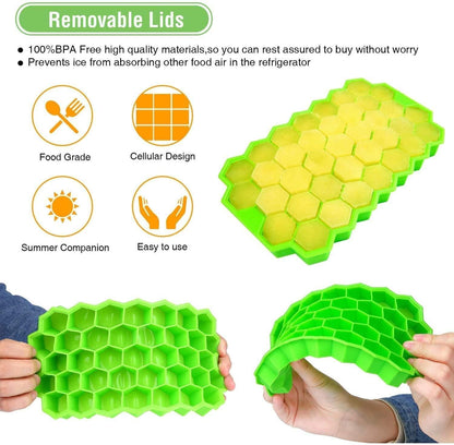 Ice Cube Maker Tray – BPA-Free Silicone Molds (Pack of 2) | Multi-Use for Drinks, Juices, Cocktails
