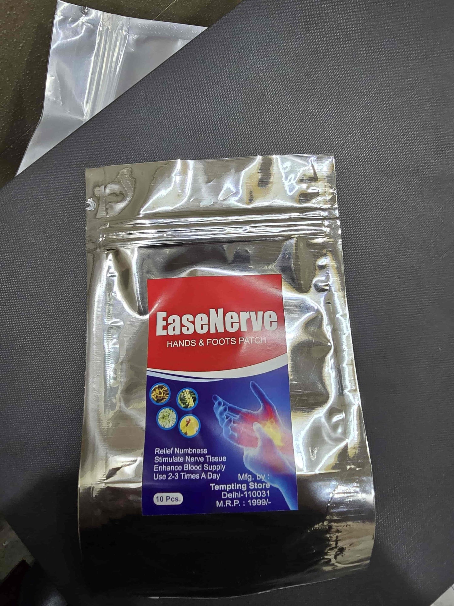 Ease Nerve Relief Patch for Hands &amp; Feet – Herbal Pain Relief Patches for Nerve Discomfort, Stiffness &amp; Fatigue (Pack of 1)
