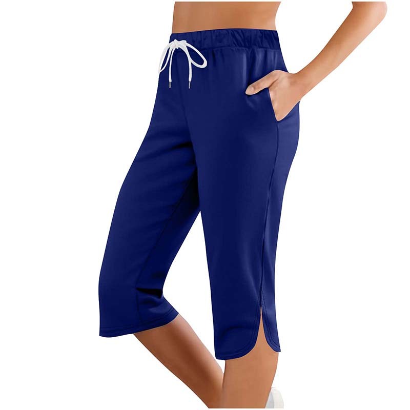 Women's High Waisted Capri Leggings - Drawstring Lounge Sweatpants with Pockets for Running & Gym