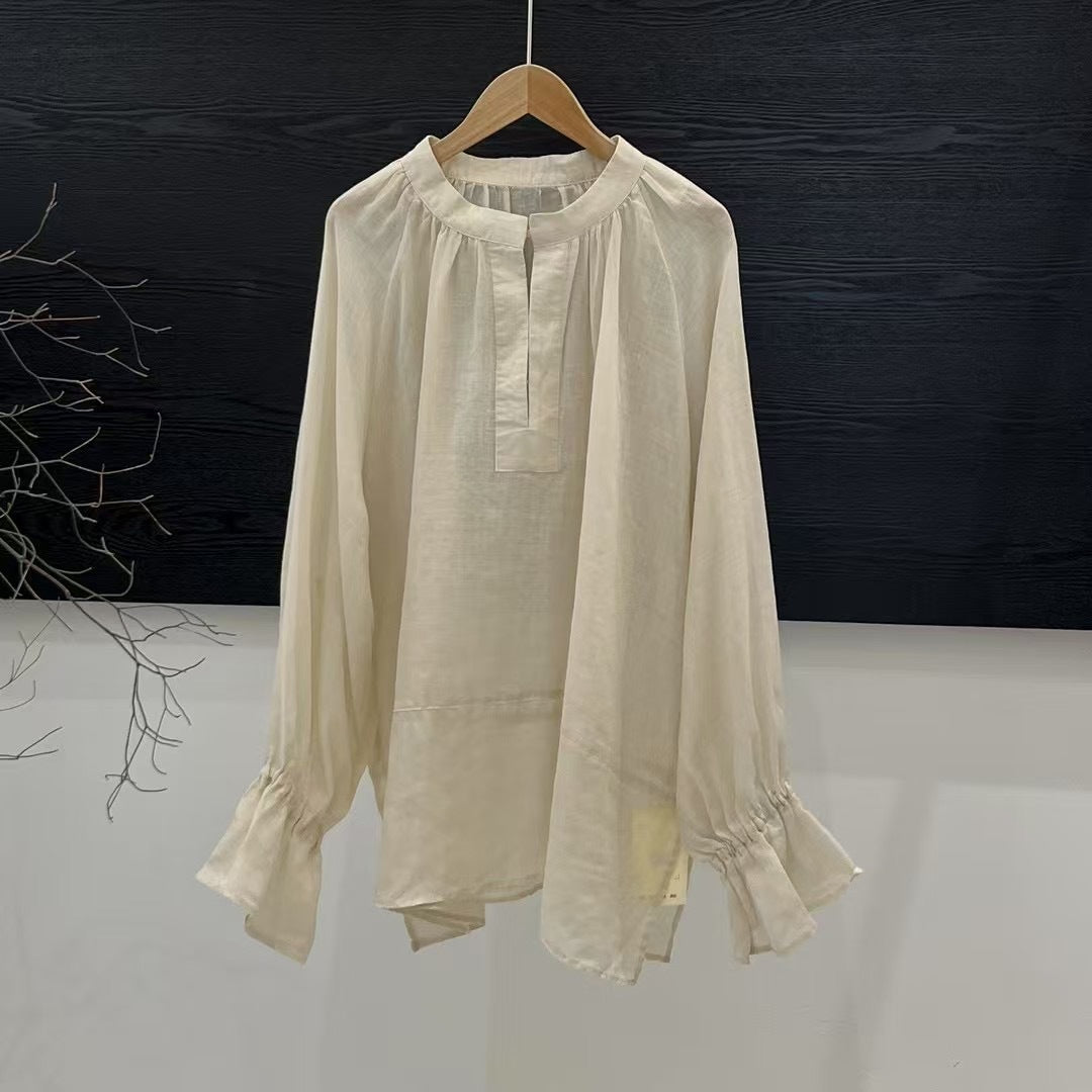 Elegant Design Sense Long Sleeve All-Match Blouse for Women