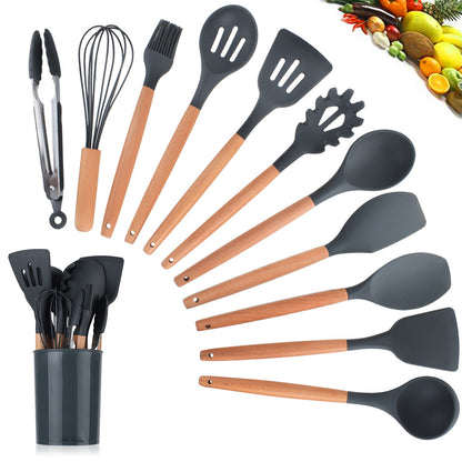 German Silicone Spatula Kitchenware Set – 10/11-Piece Non-Stick Cooking Utensils with Storage Bucket