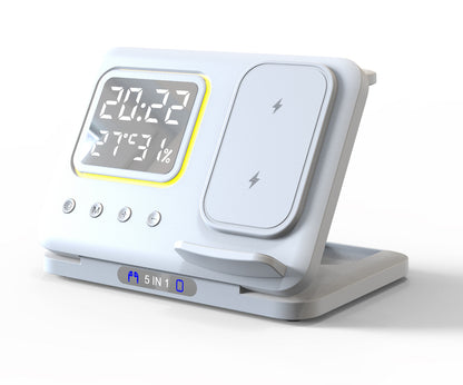 All-in-One 15W Wireless Charger – LED Clock, Phone Stand & Fast Charging Station