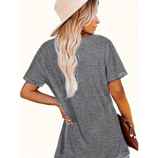 Women’s Round Neck T-Shirt – Tiger with Glasses Blow Bubbles Print Summer Casual Tee